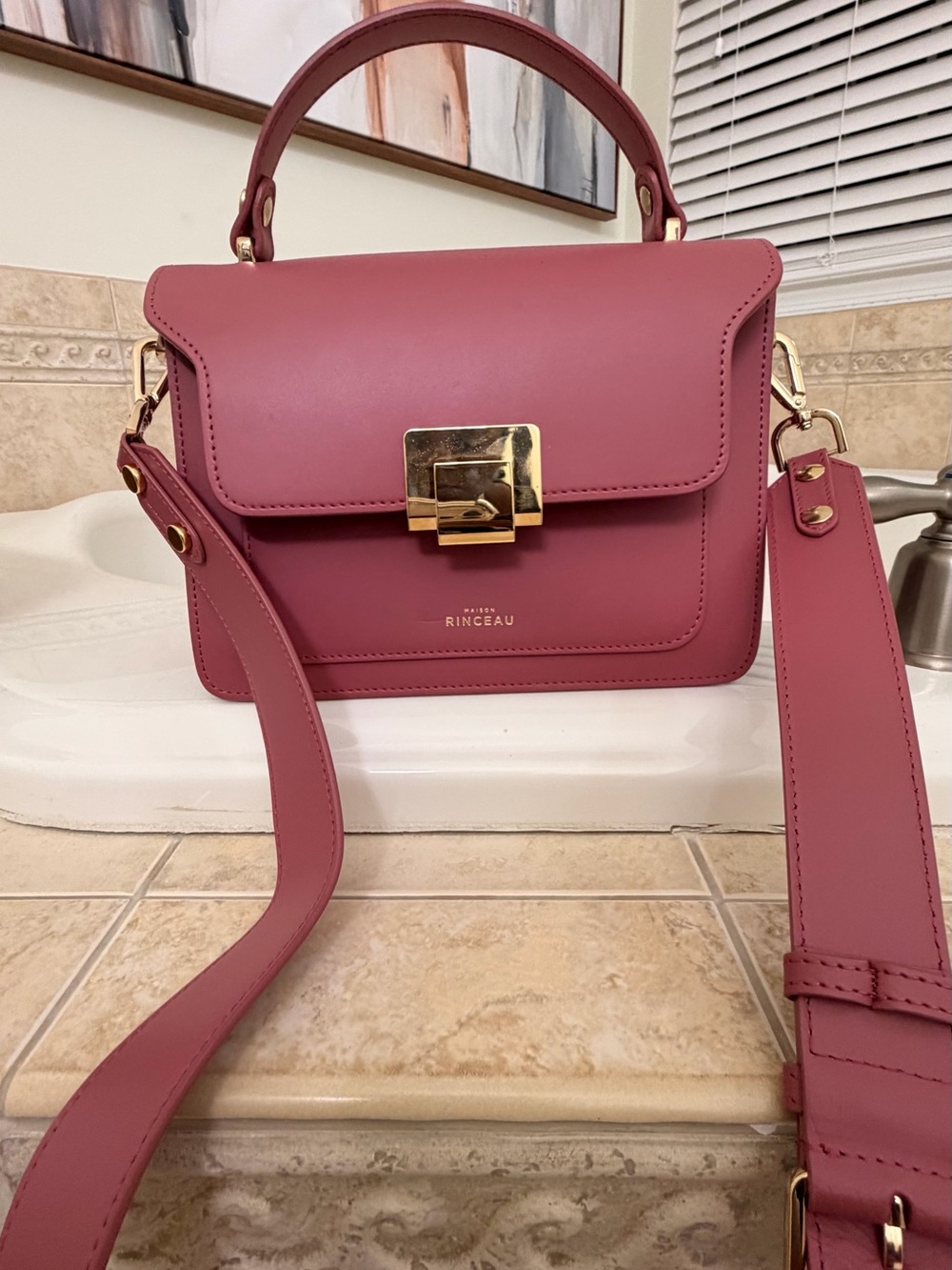 Rinceau Dusty Rose Top-Handle Crossbody Bag